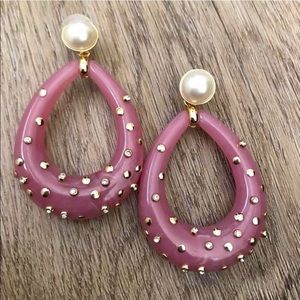 Pink and white pearl teardrop convertible earring